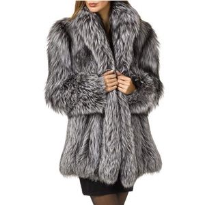 Faux Fur Grey Silver Fox Coat